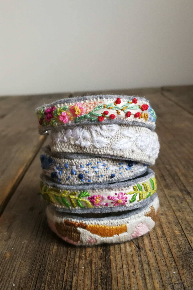 floral embroidered bracelet